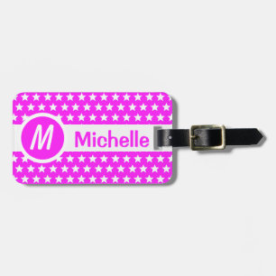 Rosa Star Monogrammed Bagagebricka