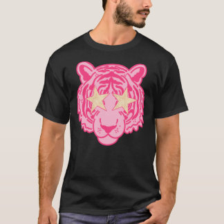 Rosa Star Öga Tiger Ansikte Sticker T Shirt
