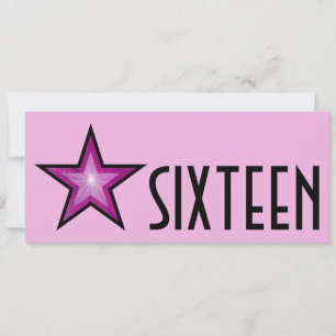 Rosa Star "SIXTEEN" rosa svart, lång Inbjudningar