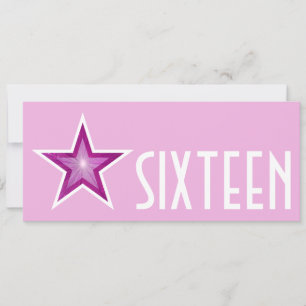 Rosa Star "SIXTEEN" rosa, vit, lång Inbjudningar