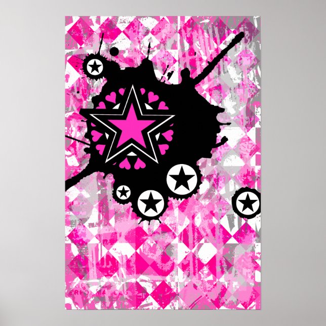 Rosa Star Splatter Poster (Framsidan)