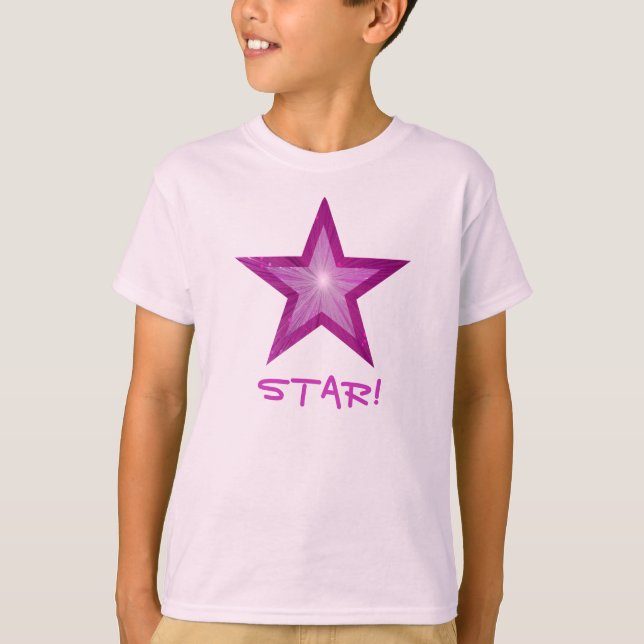 Rosa Star 'STAR!' barn t-shirt rosa (Framsida)