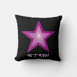 Rosa Star "STAR!" dekorativ kudde svart svart!