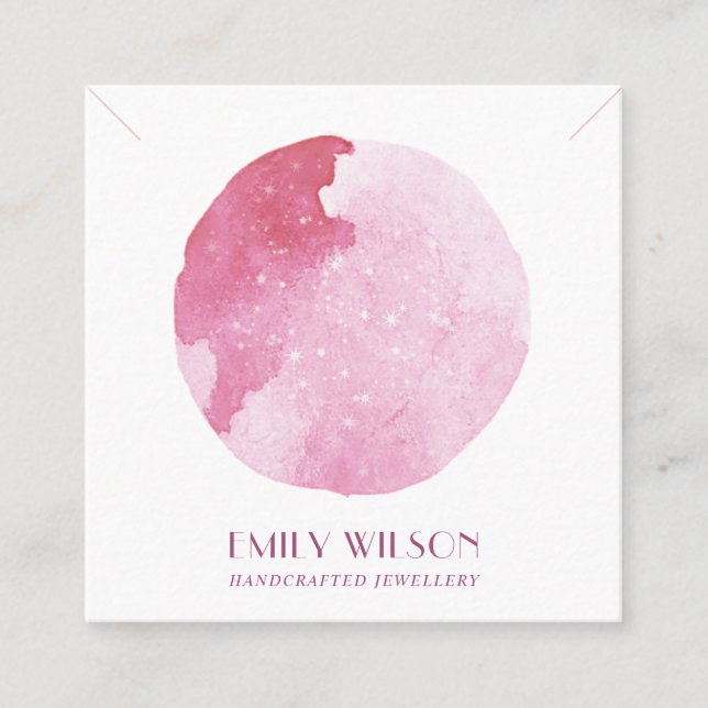 ROSA STAR VATTENFÄRGCIRKLE STUDERAD ÖKAD VISNING FYRKANTIGT VISITKORT (Framsida)