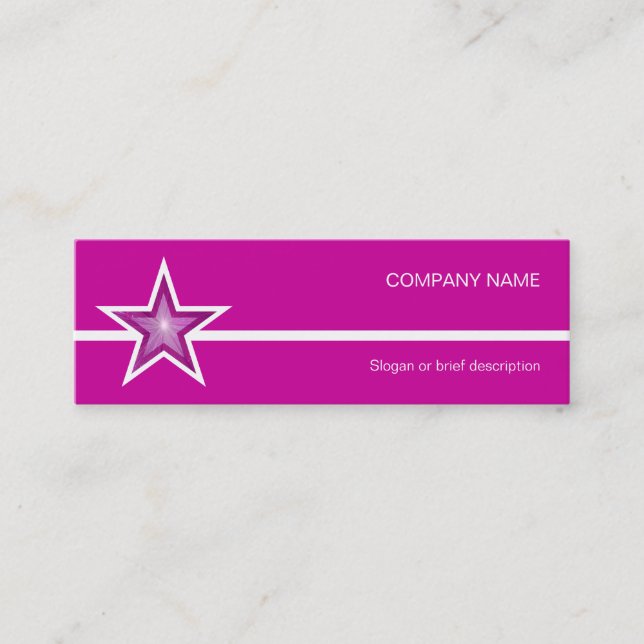 Rosa Star vit affärskort rosa smala  Mini Visitkort (Framsida)