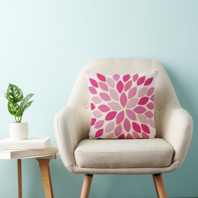 Rosa Starburst Modern Flower Mönster Design Pillow Kudde (Stol)