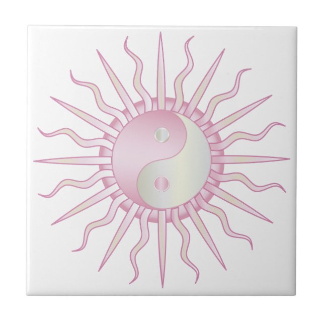 Rosa Starburst Yin Yang Kakelplatta (Framsidan)