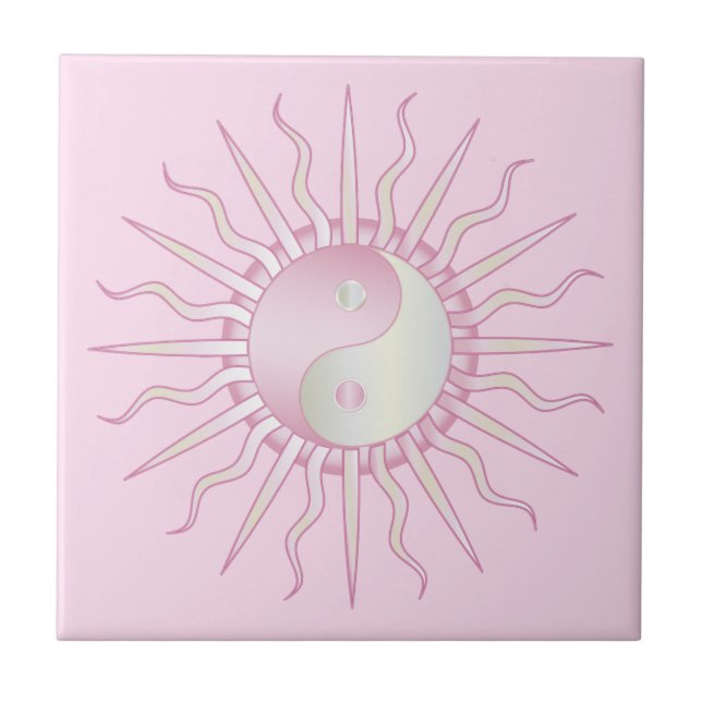 Rosa Starburst Yin Yang Kakelplatta (Framsidan)