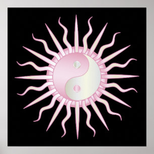 Rosa Starburst Yin Yang Poster