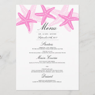 Rosa Starfish Beach Wedding Menu Meny