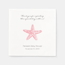 Rosa Starfish Bröllop eller Baby Shower napkins