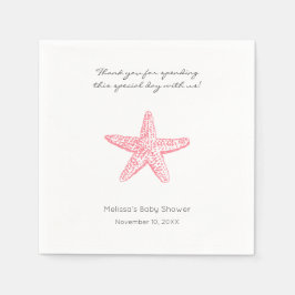 Rosa Starfish Bröllop eller Baby Shower napkins Pappersservett