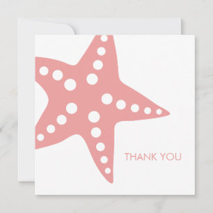 Rosa Starfish Bröllop Tackkort Card Tack Kort