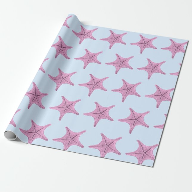 Rosa Starfish Nautical Presentpapper (Utrullad)