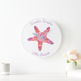 Rosa Starfish Nursery Wall Clock Stor Klocka