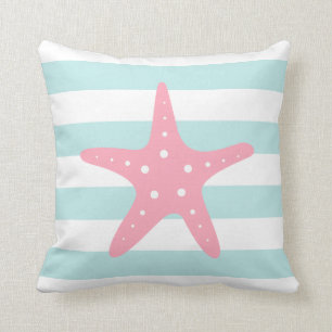 Rosa Starfish på Mint Rand Kudde