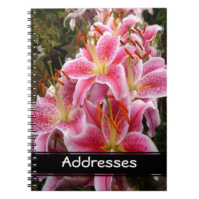 Rosa Stargazer Lilies Anteckningsbok (Framsidan)