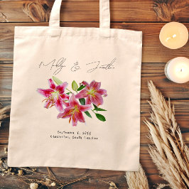 Rosa Stargazer Lilies Bröllop Welcome Tote Tygkasse