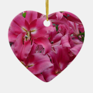 Rosa stargazer lilies julgransprydnad keramik