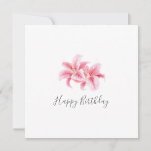 Rosa Stargazer Lilies Watercolor Kort
