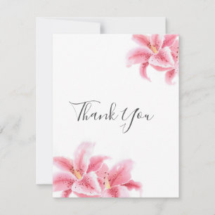 Rosa Stargazer Lilies Watercolor Tack Kort