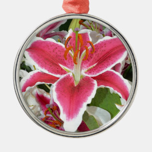 Rosa stargazer, liljor julgransprydnad metall