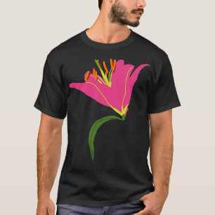 Rosa Stargazer Lily Flower Abstrakt Painting T Shirt