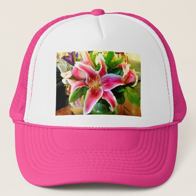 rosa stargazer lily hat truckerkeps (Framsida)