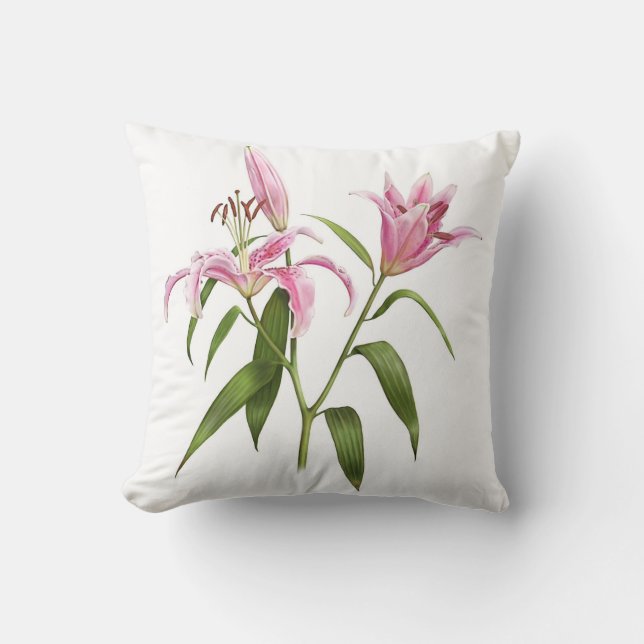 Rosa Stargazer Lily Kudde (Framsida)
