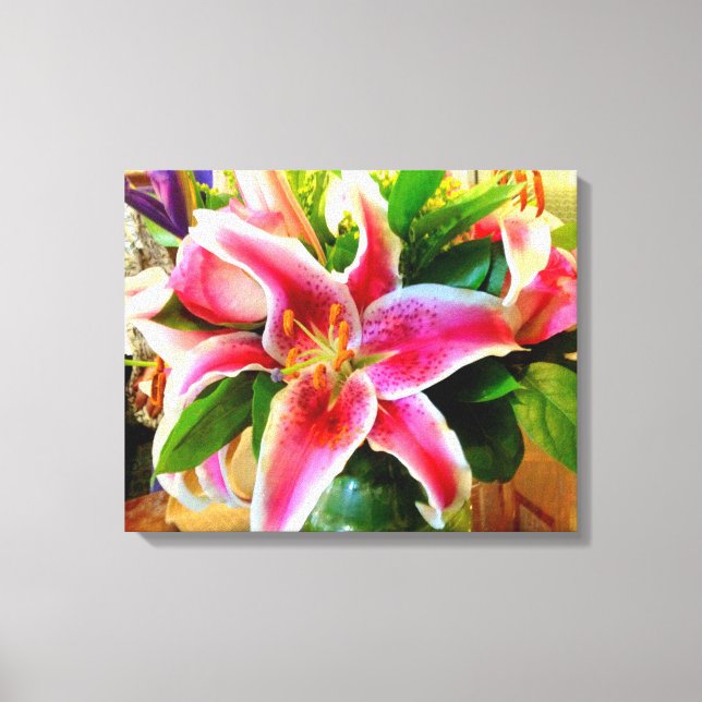 rosa Stargazer lily-lindad canvas (Framsida)
