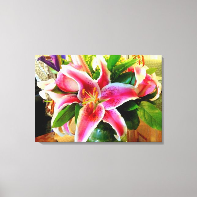 rosa Stargazer lily-lindad canvas (Framsida)