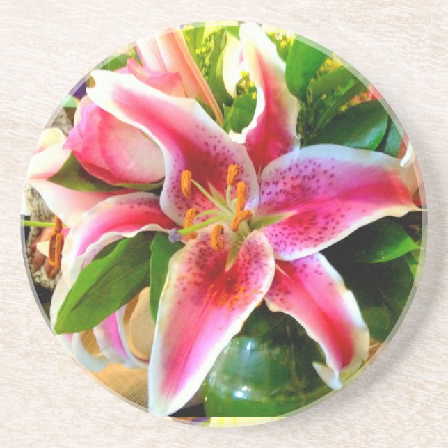 rosa stargazer lily underlägg sandsten (Framsidan)