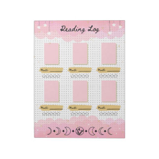 Rosa Starry Himlar Bullet Journal Reading Log Anteckningsblock