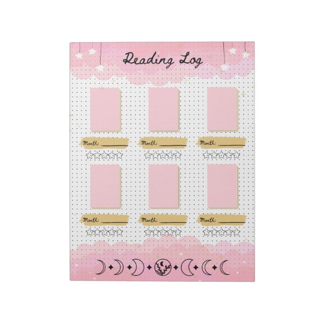 Rosa Starry Himlar Bullet Journal Reading Log Anteckningsblock (Roterad)