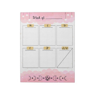 Rosa Starry Himlar Bullet Journal veckovis Planner Anteckningsblock