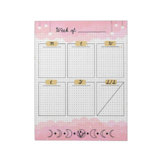 Rosa Starry Himlar Bullet Journal veckovis Planner Anteckningsblock