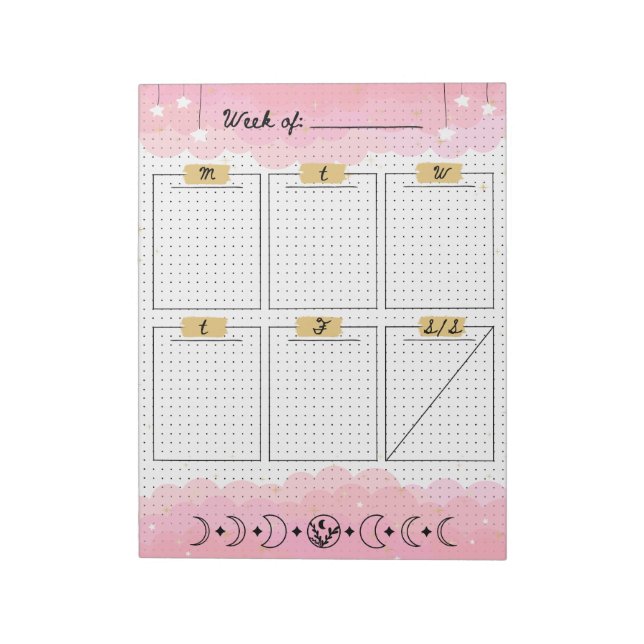 Rosa Starry Himlar Bullet Journal veckovis Planner Anteckningsblock (Roterad)