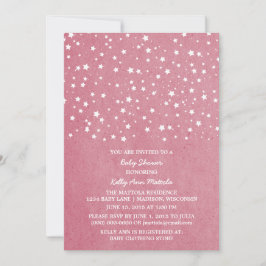 Rosa Starry Night Baby Shower Inbjudan