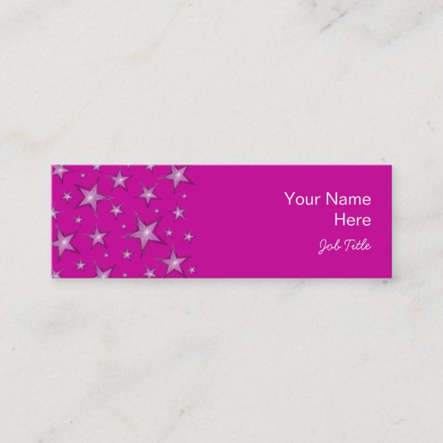 Rosa Stars affärskort, vit smala Mini Visitkort (Framsida)