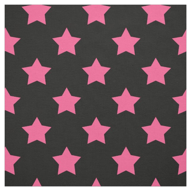 Rosa Stars Black Background Textile Tyg (Provkarta)