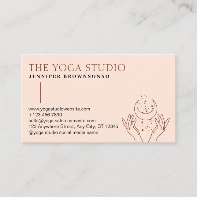 Rosa Stars Energiläkning i Händer Måne Andlig i Visitkort (Framsida)