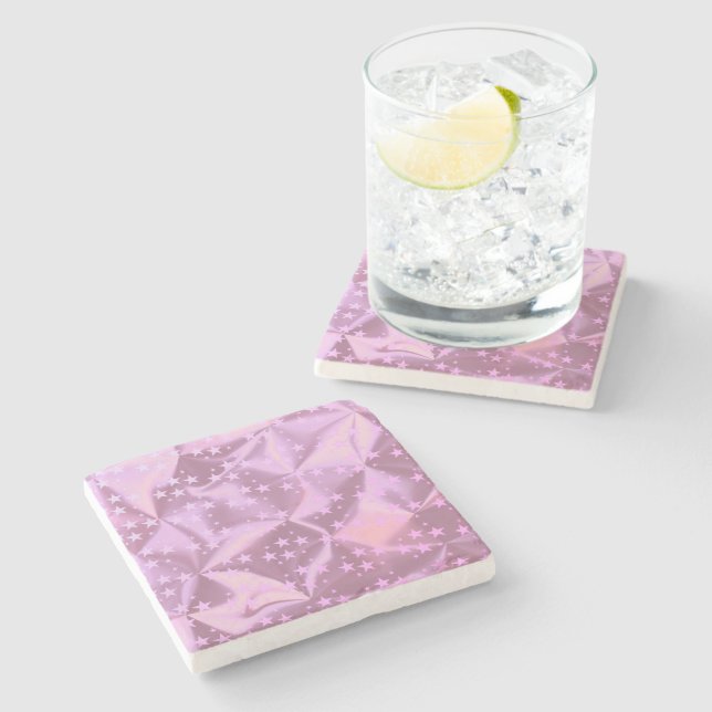 Rosa Stars Faux Brushed Metall Stenunderlägg (Sidan)