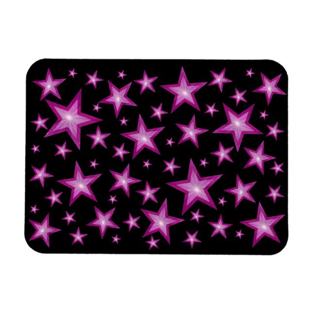 Rosa Stars flexibla magnetsvart Magnet (Horisontell)