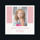Rosa Stars Glitter Birthday Kids Girl Photo Pappersservett<br><div class="desc">Rosa Stars Glitter Birthday Kids Girl Photo Napkins. Kaporna har färgstjärnor och faux glitter. Party-blöjor för dina vänner och din familj. Ladda upp fotot och anpassa blöjorna med ditt namn och din text.</div>