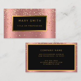 Rosa Stars i Luxury Glitter Guld Visitkort