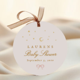 Rosa Stars Måne Princess Fairytale Baby Shower Gåvor Etiketter