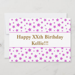 Rosa Stars med meddelandefödelsedag Inbjudningar