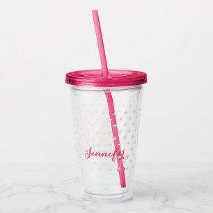 Rosa Stars Monogrammed Kids Flick kalas Take Away Mugg