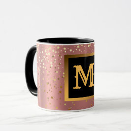 Rosa Stars Monogrammed Luxury Glitter Guld Mugg