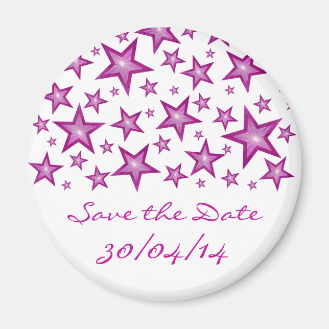 Rosa Stars 'Save the Date'-kylskåpsmagnet vit Magnet (Framsidan)